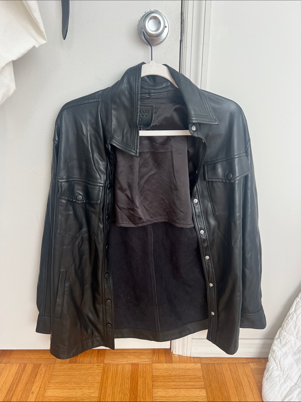 Blank NYC Black Leather Snap-Front Jacket
